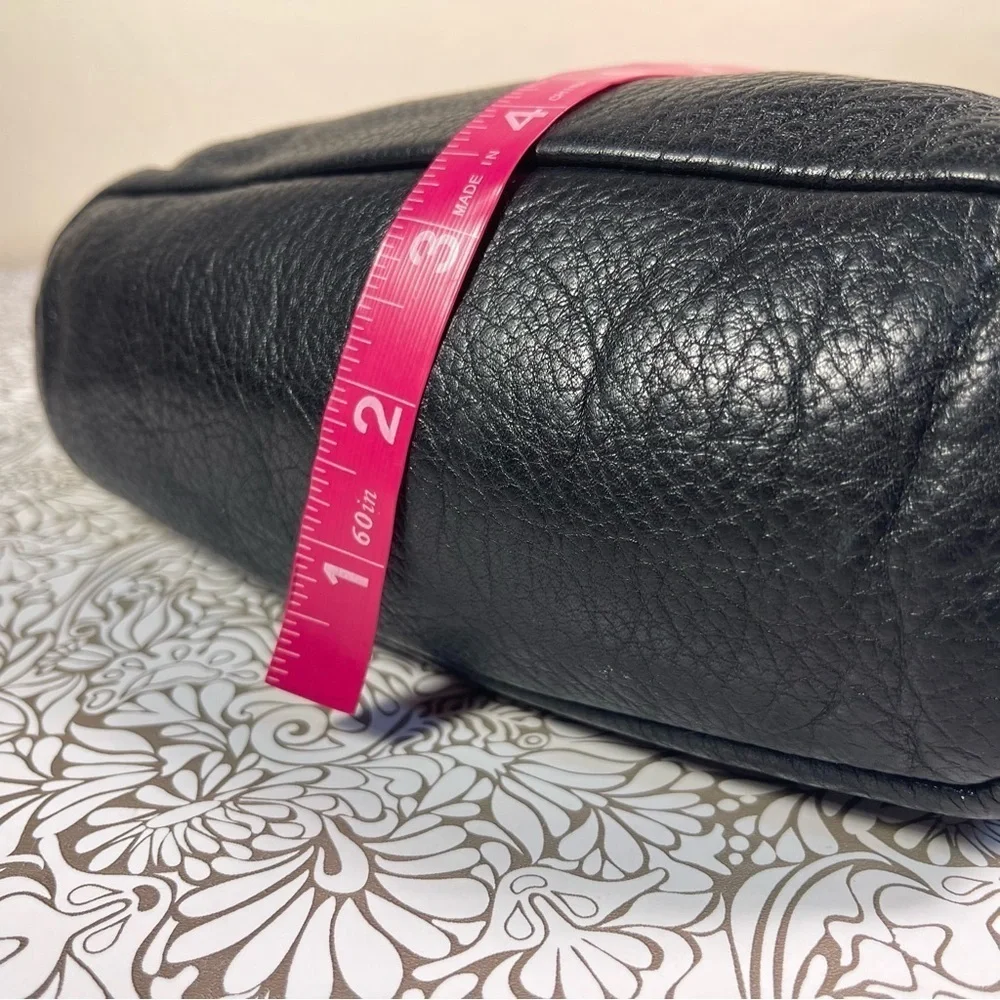 Vintage Libaire Black Leather Shoulder Bag Made in USA Pebbled Leather Purse